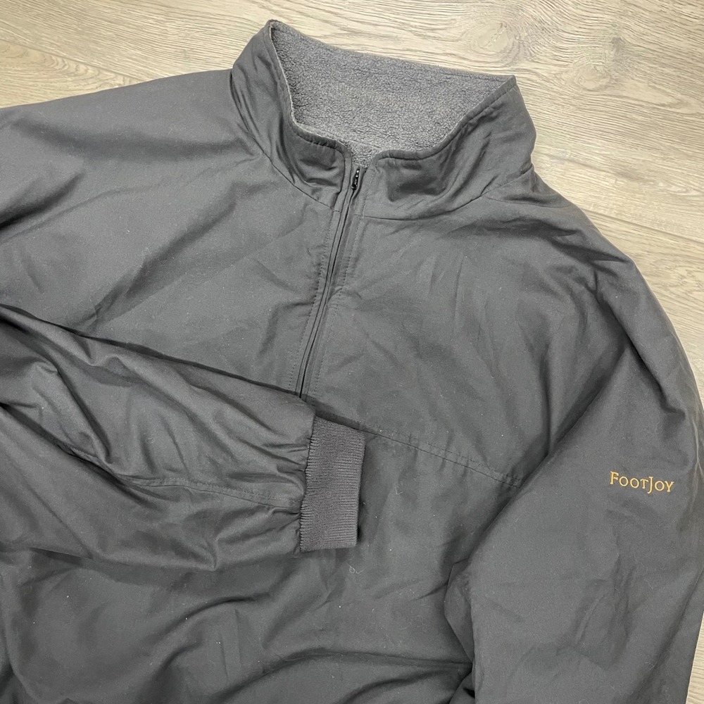 FootJoy Pullover Jacket Mens XXL Black 1/4 Zip Fleece Lined Windbreaker Golf